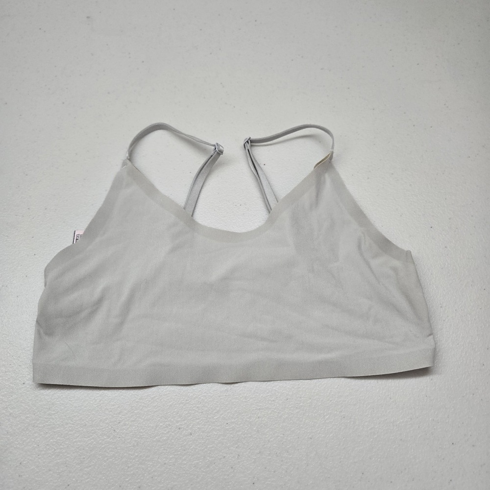 Victoria's Secret Women Bra Small Light Gray Bralette Wireless Lace Strap READ